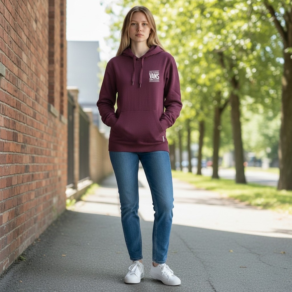 Vans Hoodie Women Size S Burgundy Excellent Calif Original Graphic Pullover
